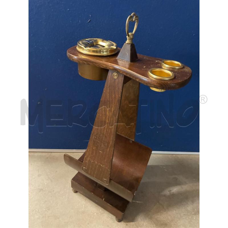 PORTA RIVISTE E POSACENERE VINTAGE DA SALA IN LEGNO - FINITURE DORATE | Mercatino dell'Usato Teramo 1