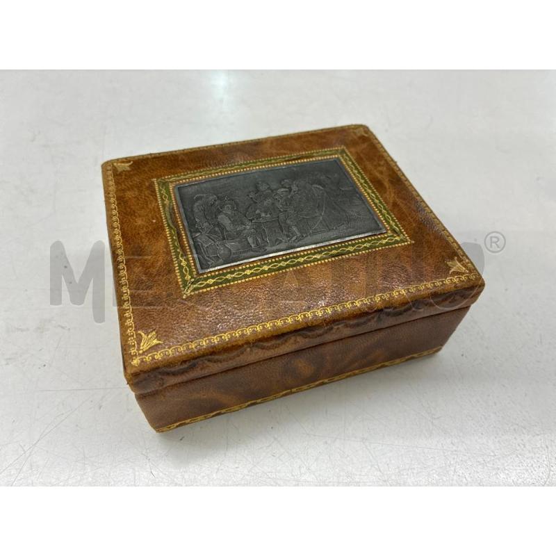 PORTA SIGARETTE SCATOLA LEGNO PELLE LAMINA METALLO INCISA  | Mercatino dell'Usato Teramo 1