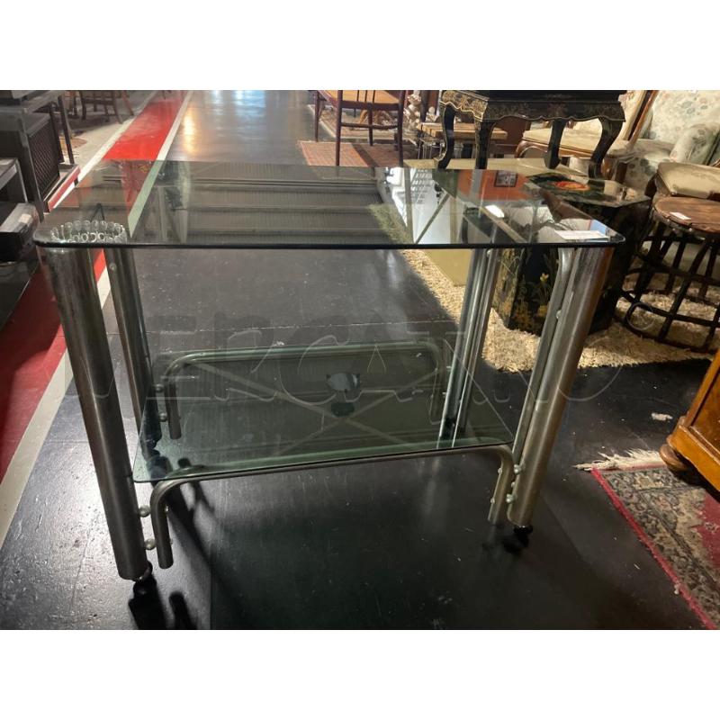 PORTA TV VINTAGE CROMO VETRO FUME' CON RUOTE  | Mercatino dell'Usato Teramo 1