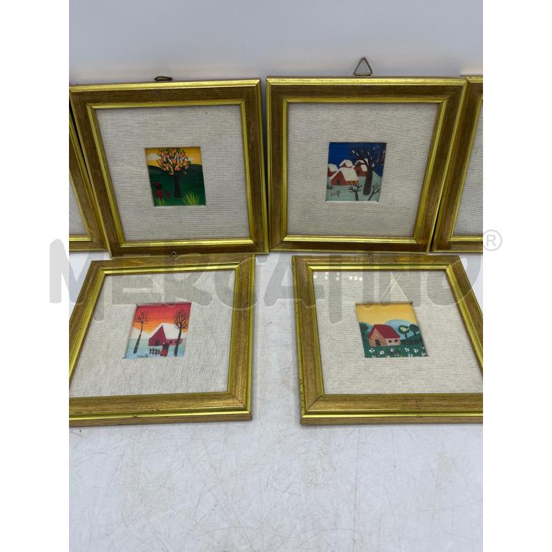 QUADRETTI NAIF MINIATURE 6 PEZZI CORNICE DORATA  | Mercatino dell'Usato Teramo 2