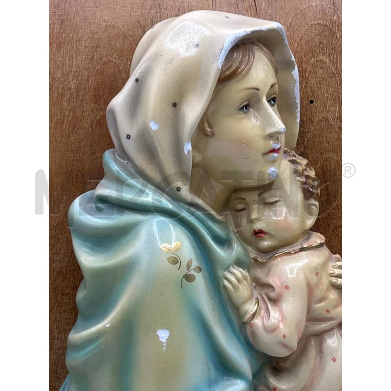 QUADRO ALTORILIEVO RELIGIOSO IN CERAMICA SU BASE LEGNO VINTAGE - DIFETTI | Mercatino dell'Usato Teramo 2