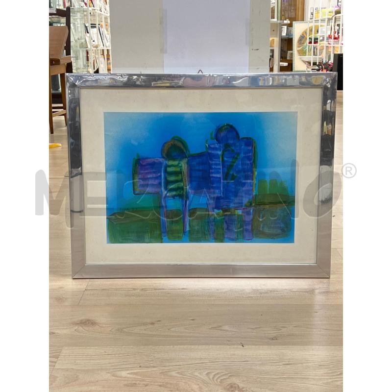 QUADRO ASTRATTO TONI BLU VERDI - A. OPPO 77  | Mercatino dell'Usato Teramo 1