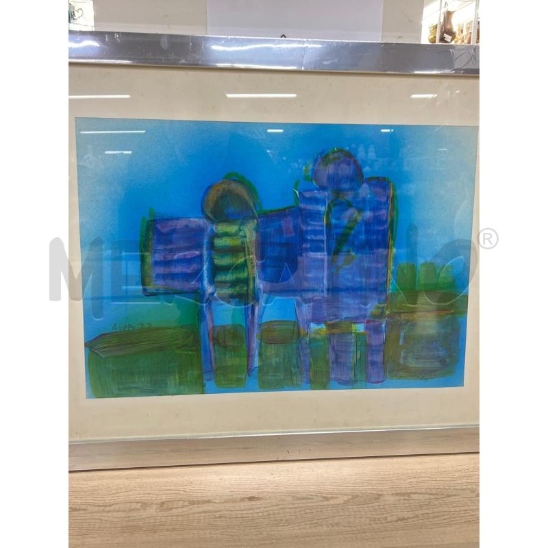 QUADRO ASTRATTO TONI BLU VERDI - A. OPPO 77  | Mercatino dell'Usato Teramo 2