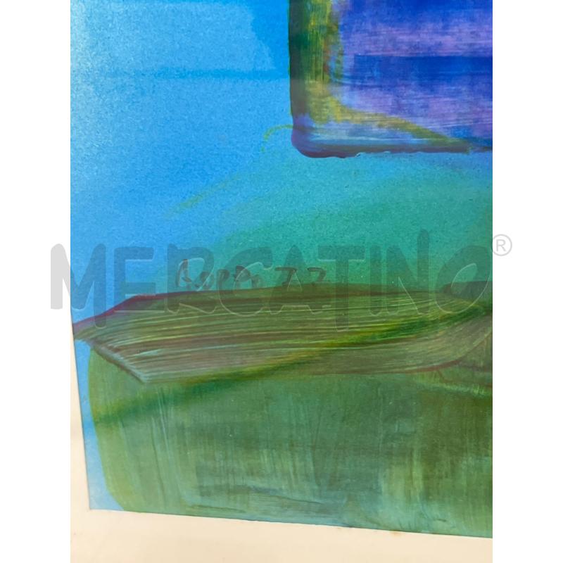QUADRO ASTRATTO TONI BLU VERDI - A. OPPO 77  | Mercatino dell'Usato Teramo 5