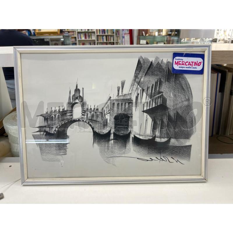 QUADRO CARBONCINO 40X30 PONTE RIALTO VENEZIA  | Mercatino dell'Usato Teramo 1