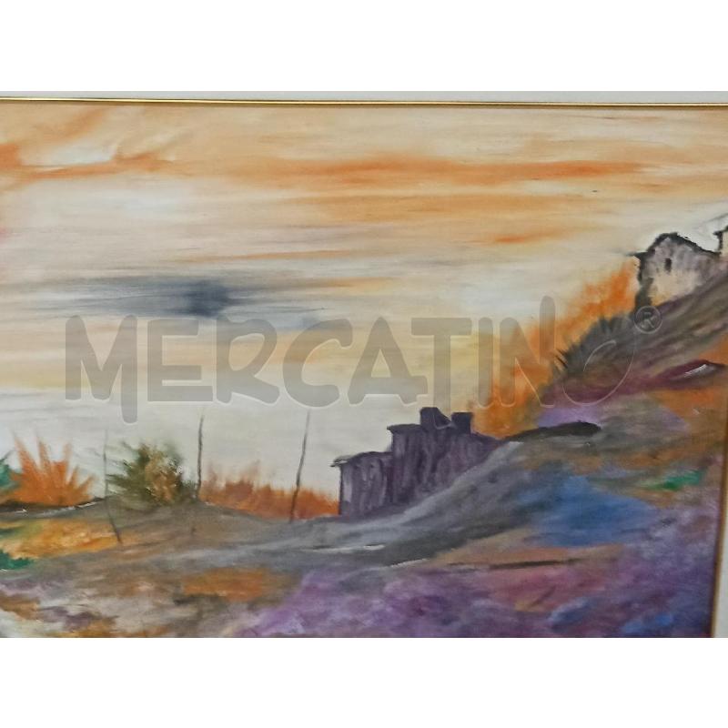 QUADRO CASOLARI PAESAGGIO OLIO SU TELA CORNICE BIANCA 73X94 | Mercatino dell'Usato Teramo 3