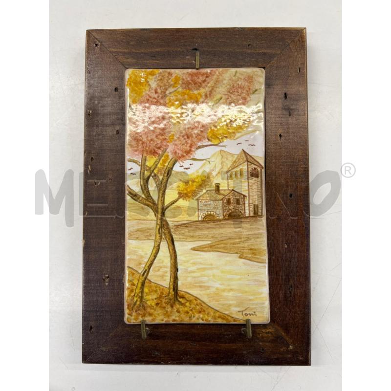 QUADRO CASTELLI MAIOLICA PAESAGGIO CORNICETTA LEGNO | Mercatino dell'Usato Teramo 1