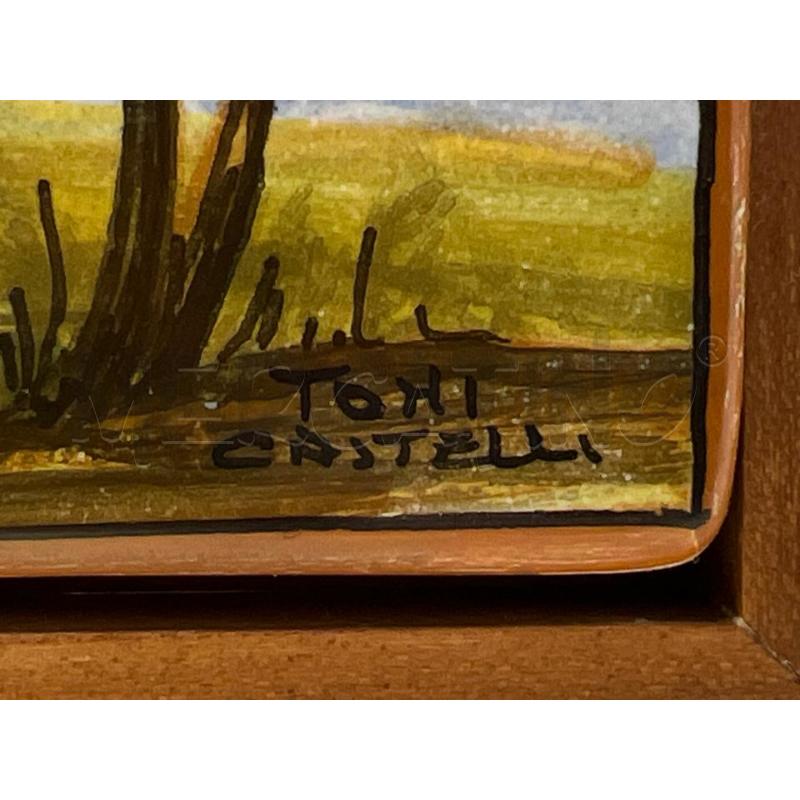 QUADRO CASTELLI MAIOLICA PAESAGGIO CORNICETTA LEGNO | Mercatino dell'Usato Teramo 3