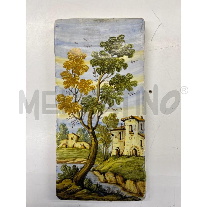 QUADRO CERAMICA CASTELLI PAESAGGIO MAIOLICA 14X27 CM | Mercatino dell'Usato Teramo 1