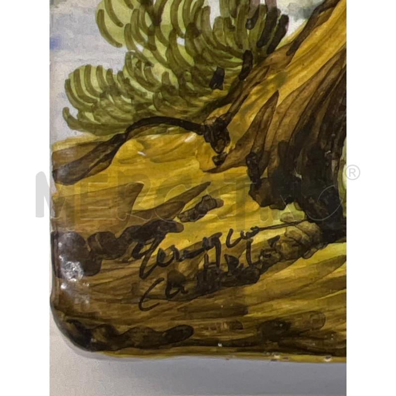QUADRO CERAMICA CASTELLI PAESAGGIO MAIOLICA 14X27 CM | Mercatino dell'Usato Teramo 2
