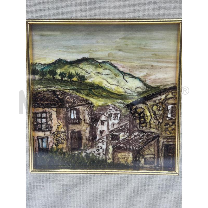QUADRO CERAMICA DIPINTO PAESAGGIO NON FIRMATO + CORNICE | Mercatino dell'Usato Teramo 2