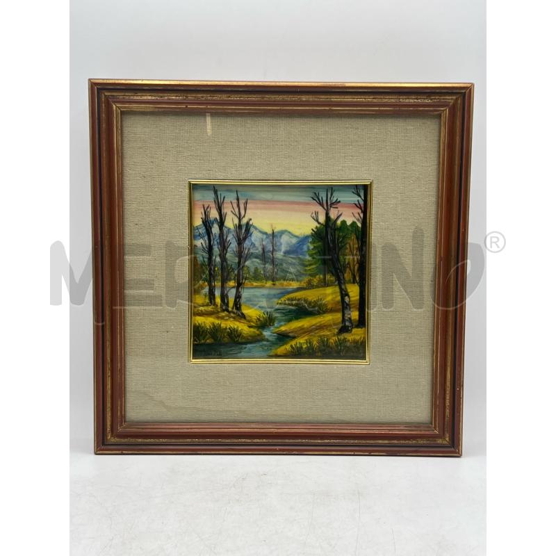 QUADRO CERAMICA DIPINTO PAESAGGIO + CORNICE | Mercatino dell'Usato Teramo 1