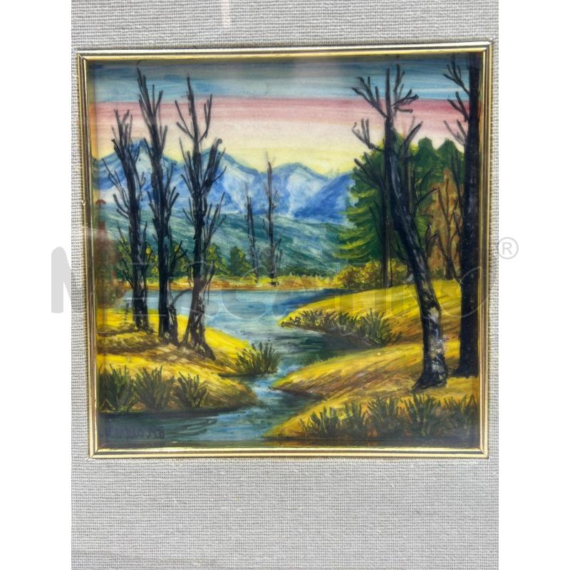 QUADRO CERAMICA DIPINTO PAESAGGIO + CORNICE | Mercatino dell'Usato Teramo 2