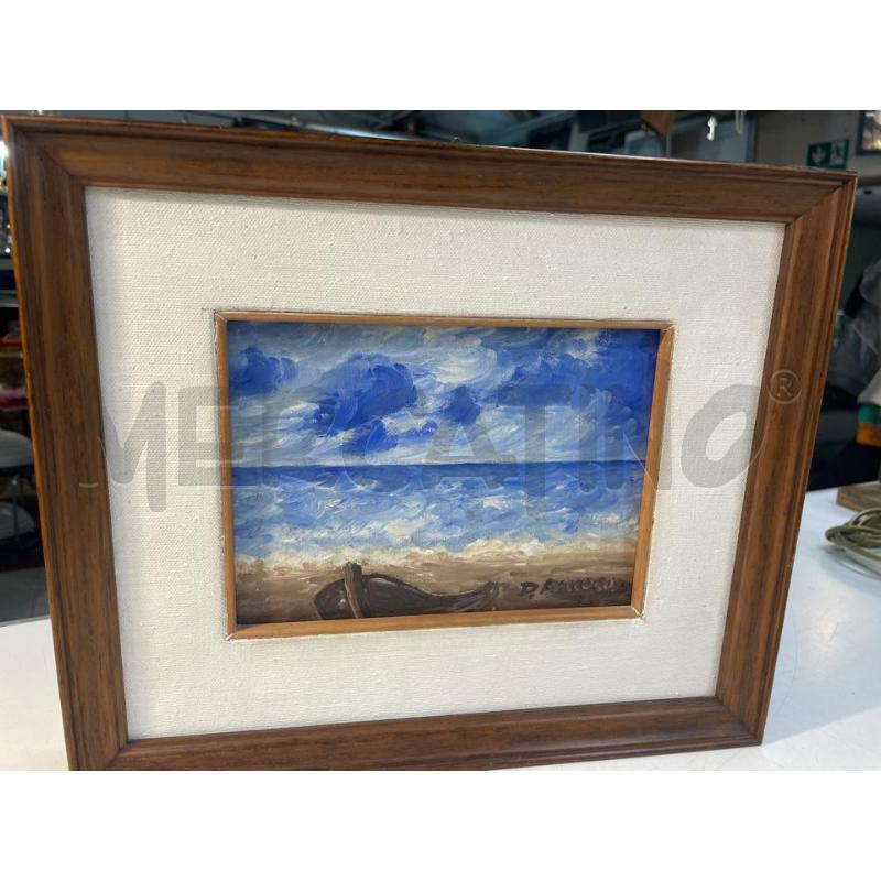 QUADRO D.PICCOLOTTI MARINA CON BARCA OLIO SU MASONITE 27X32 | Mercatino dell'Usato Teramo 1