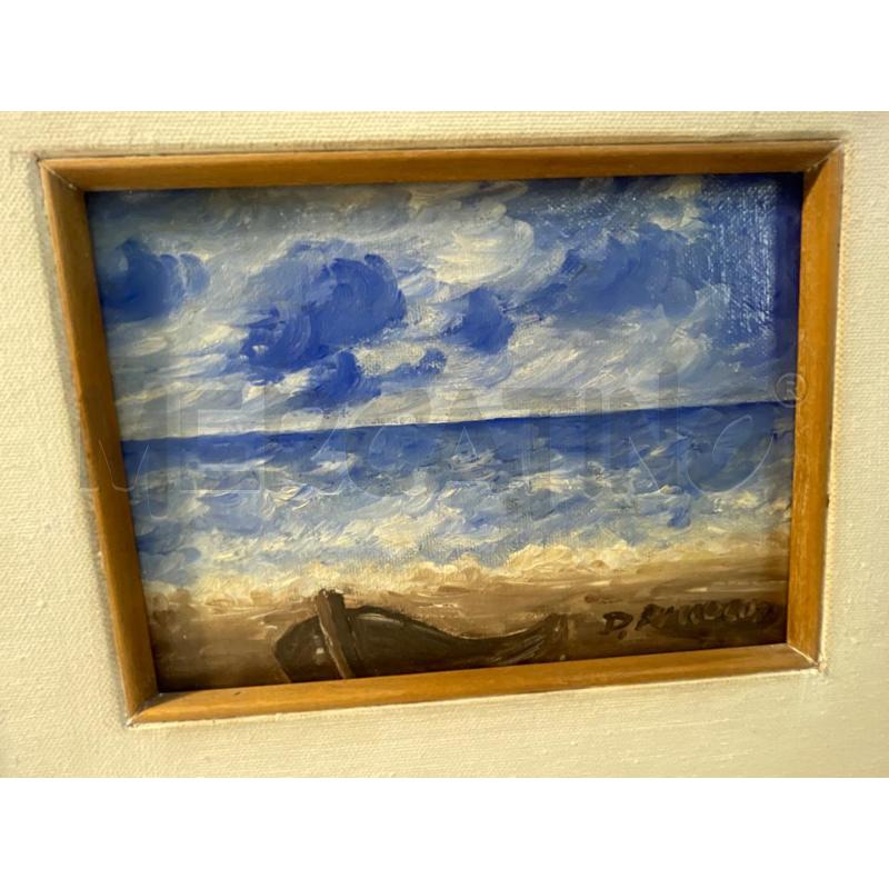 QUADRO D.PICCOLOTTI MARINA CON BARCA OLIO SU MASONITE 27X32 | Mercatino dell'Usato Teramo 2