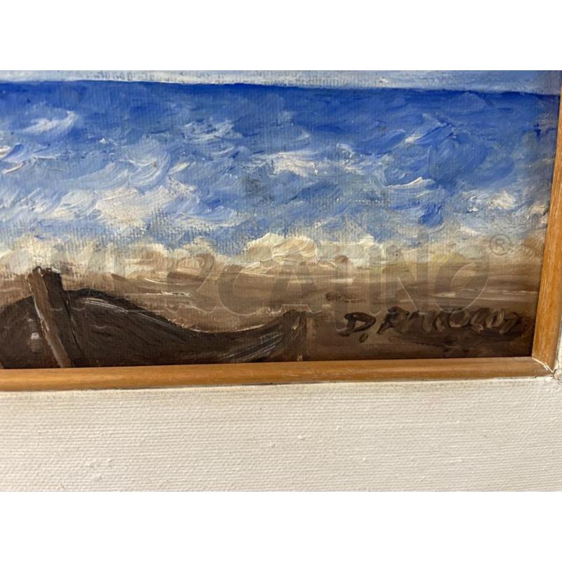 QUADRO D.PICCOLOTTI MARINA CON BARCA OLIO SU MASONITE 27X32 | Mercatino dell'Usato Teramo 3