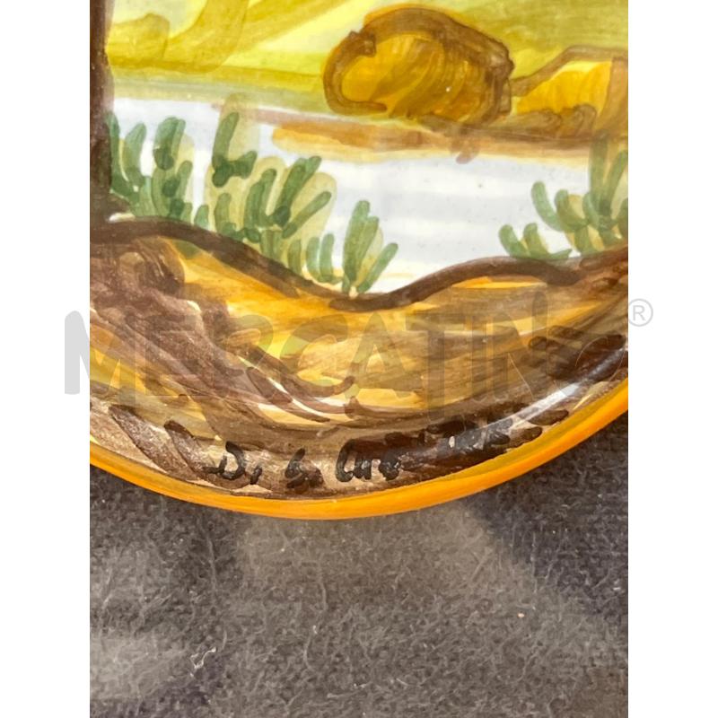 QUADRO DIPINTO CERAMICA CASTELLI OVALE + CORNICE GRANDE DORATA . FIRMA DI SILVESTRE PAESAGGIO | Mercatino dell'Usato Teramo 3
