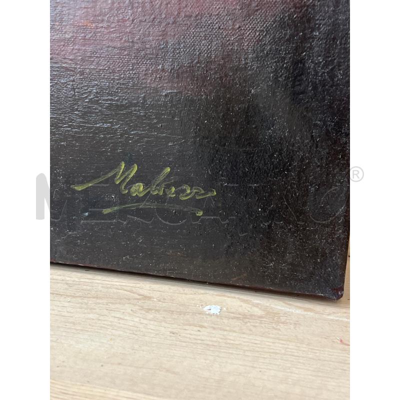 QUADRO DIPINTO OLIO SCENA GUERRA STILE VIETNAM - TONI ROSSO NERO - FIRMA MALVEZZO | Mercatino dell'Usato Teramo 3
