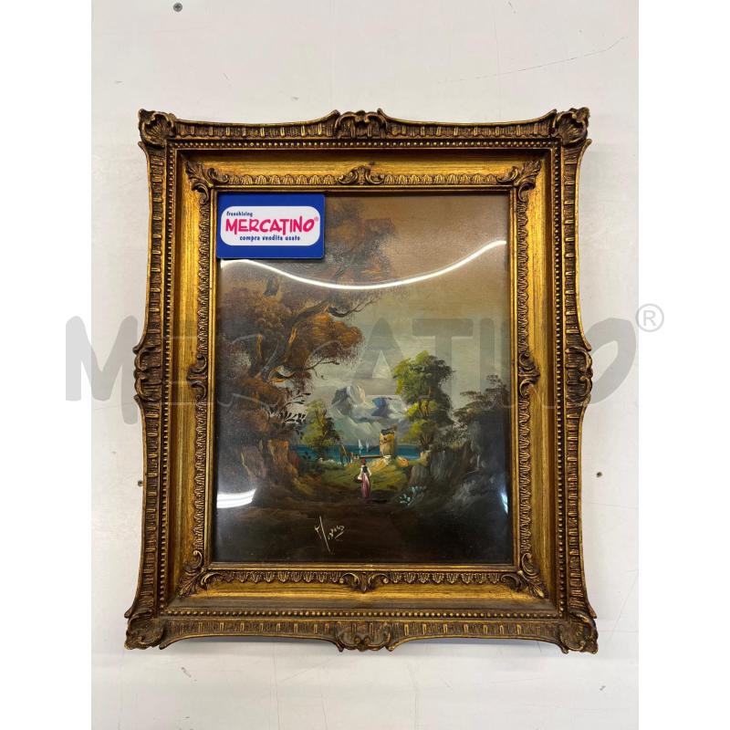 QUADRO DIPINTO PAESAGGIO + CORNICE LEGNO DORATA IN STILE | Mercatino dell'Usato Teramo 1