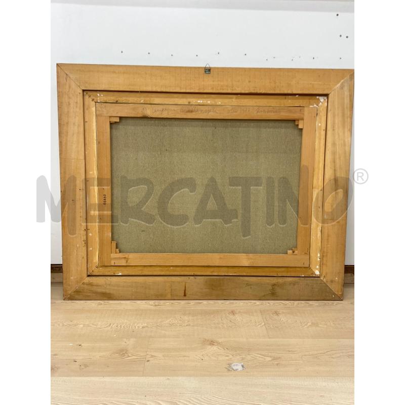 QUADRO ENRICO PIRAS OLIO SU TELA 1977 PAESAGGIO COLLINARE + CORNICE LEGNO DORATA | Mercatino dell'Usato Teramo 4