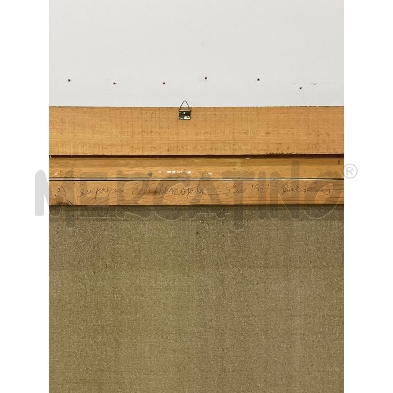 QUADRO ENRICO PIRAS OLIO SU TELA 1977 PAESAGGIO COLLINARE + CORNICE LEGNO DORATA | Mercatino dell'Usato Teramo 5