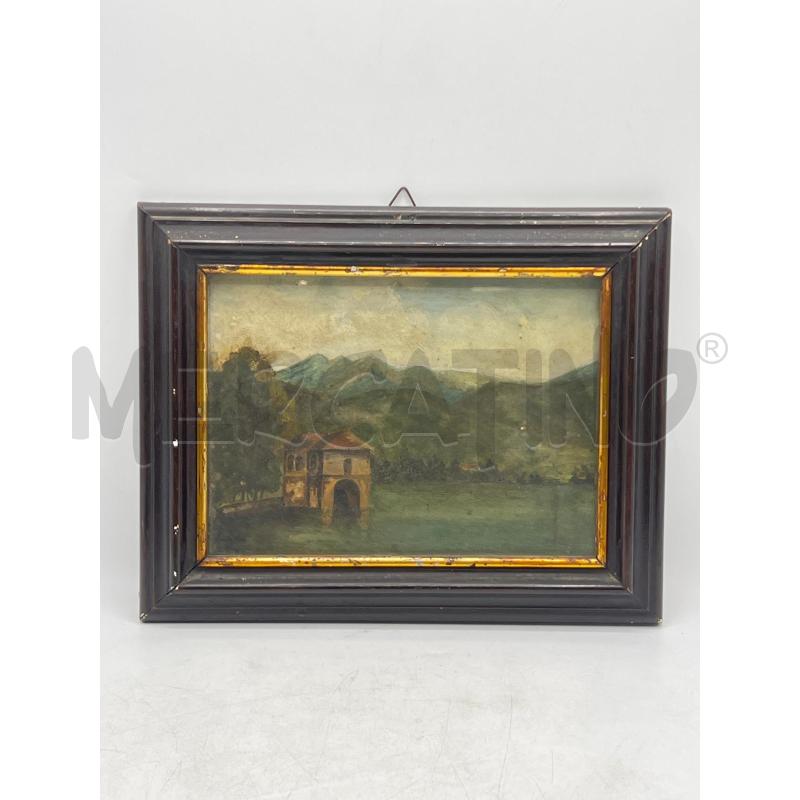 QUADRO EPOCA OLIO SU MASONITE DIPINTO PAESAGGIO CASA | Mercatino dell'Usato Teramo 1