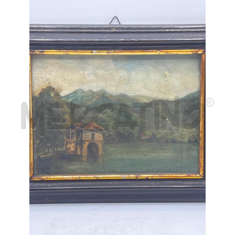 QUADRO EPOCA OLIO SU MASONITE DIPINTO PAESAGGIO CASA | Mercatino dell'Usato Teramo 2