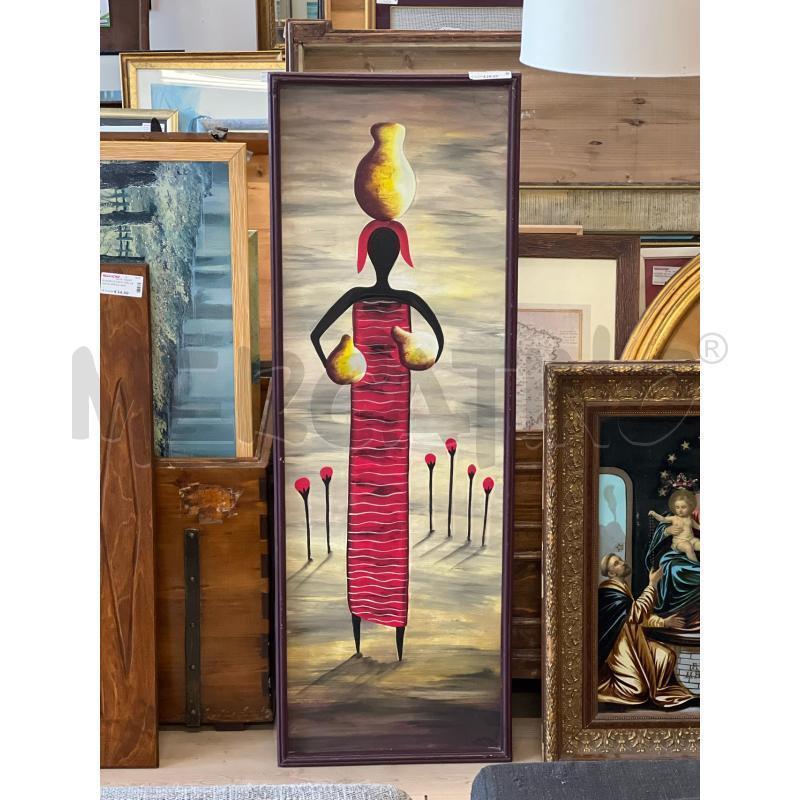 QUADRO ETNICO DONNA CON VASI CORNICE VIOLA 40X120 | Mercatino dell'Usato Teramo 1
