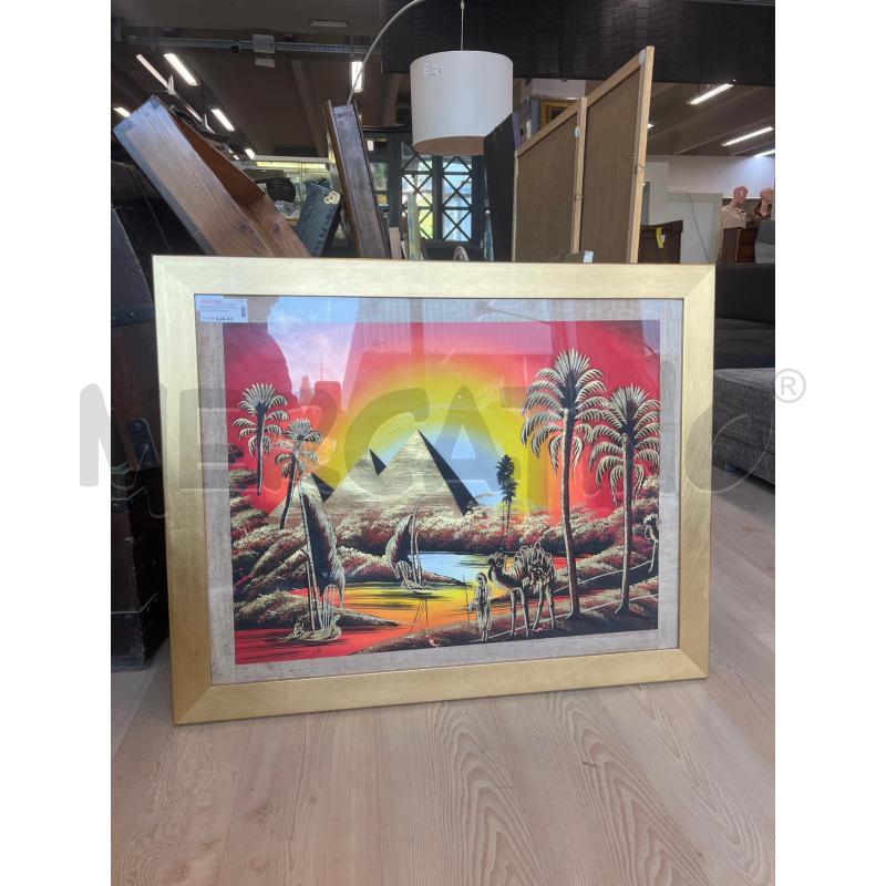 QUADRO ETNICO STAMPA CORNICE LEGNO DORATA 90X75 | Mercatino dell'Usato Teramo 1