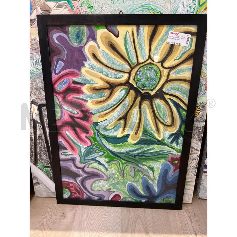 QUADRO FLORALE ASTRATTO CORNICE NERA | Mercatino dell'Usato Teramo 1