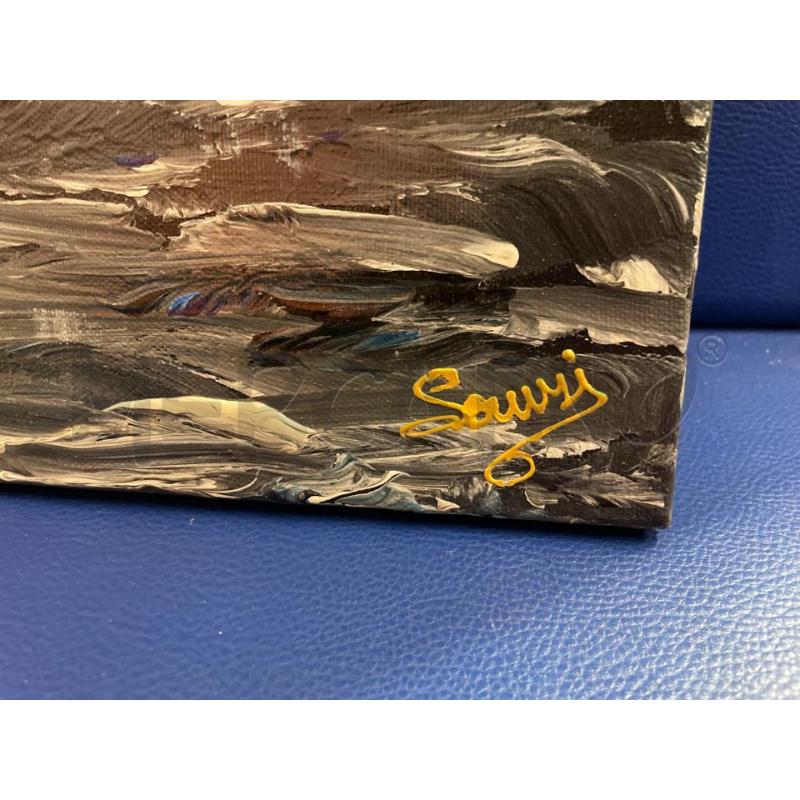QUADRO GENNARO SANZI ONDE NERE OLIO SU TELA 30X45 | Mercatino dell'Usato Teramo 3