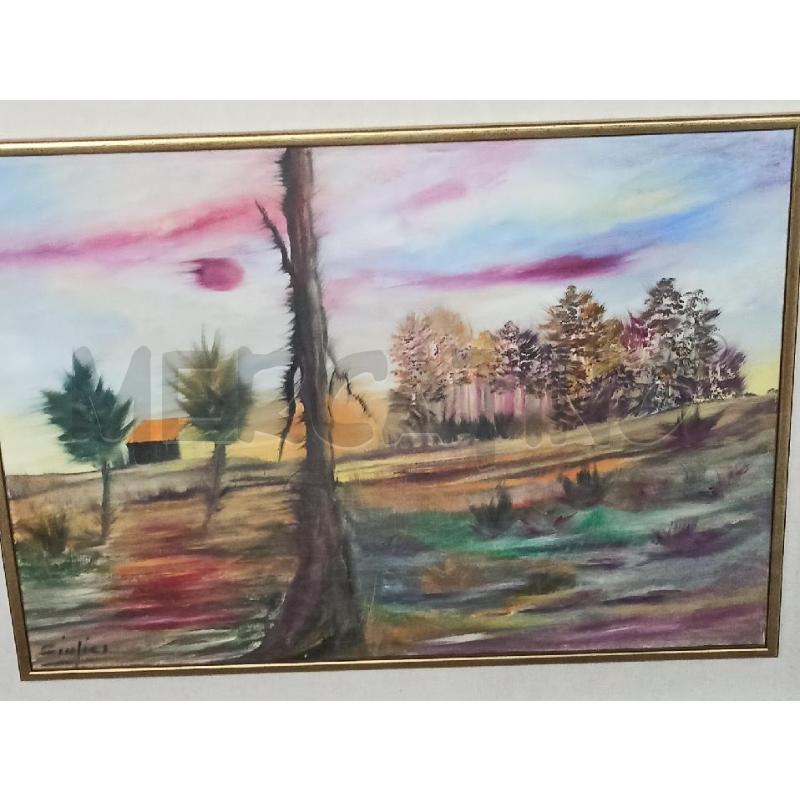 QUADRO GIUDICI PAESAGGIO OLIO SU TELA CORNICE DORATA 72X92 | Mercatino dell'Usato Teramo 2
