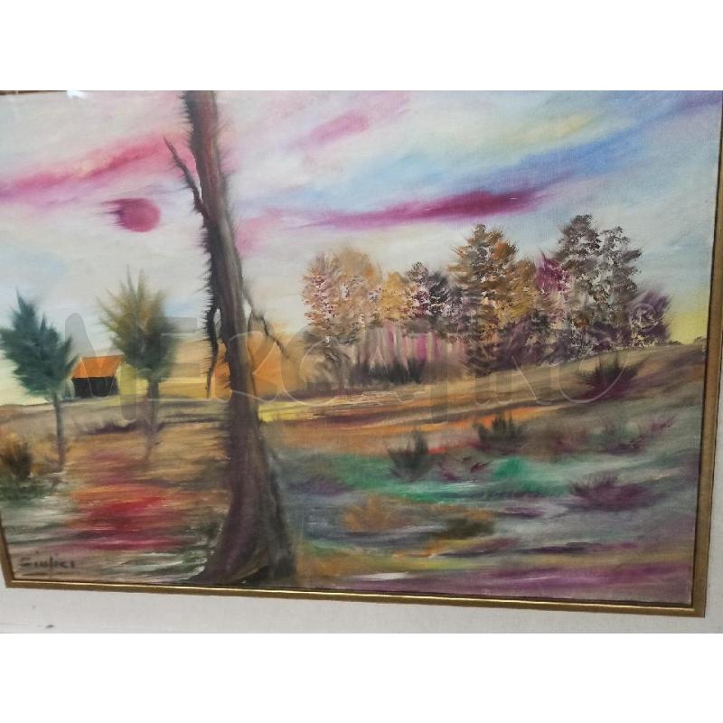 QUADRO GIUDICI PAESAGGIO OLIO SU TELA CORNICE DORATA 72X92 | Mercatino dell'Usato Teramo 3