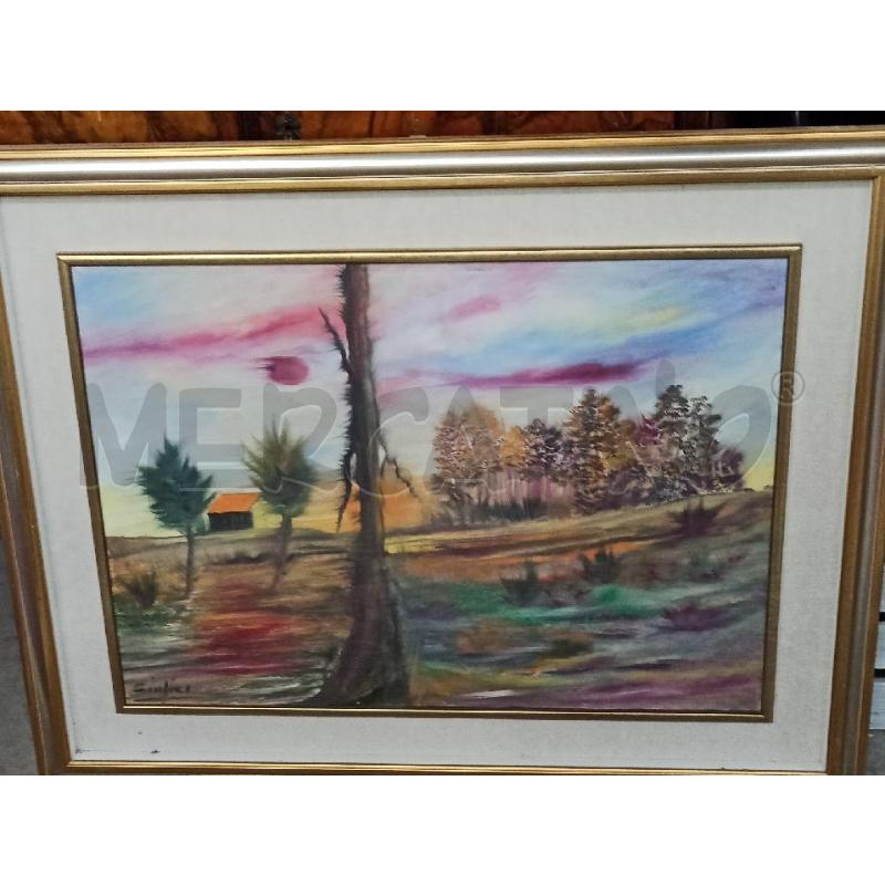 QUADRO GIUDICI PAESAGGIO OLIO SU TELA CORNICE DORATA 72X92 | Mercatino dell'Usato Teramo 5