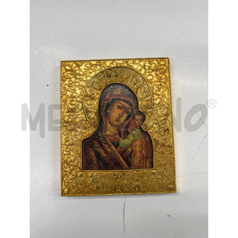 QUADRO ICONA MADONNA CORNICE METALLO DORATA | Mercatino dell'Usato Teramo 1