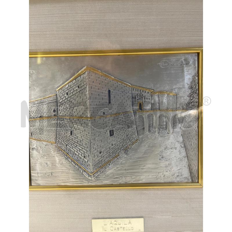 QUADRO LAM ARG L'AQUILA IL CASTELLO + CORNICE RADICA 42X37 | Mercatino dell'Usato Teramo 4
