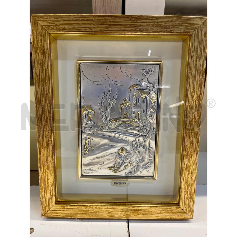 QUADRO LAM ARG PAESAGGIO INVERNO CORNICE DORATA | Mercatino dell'Usato Teramo 1