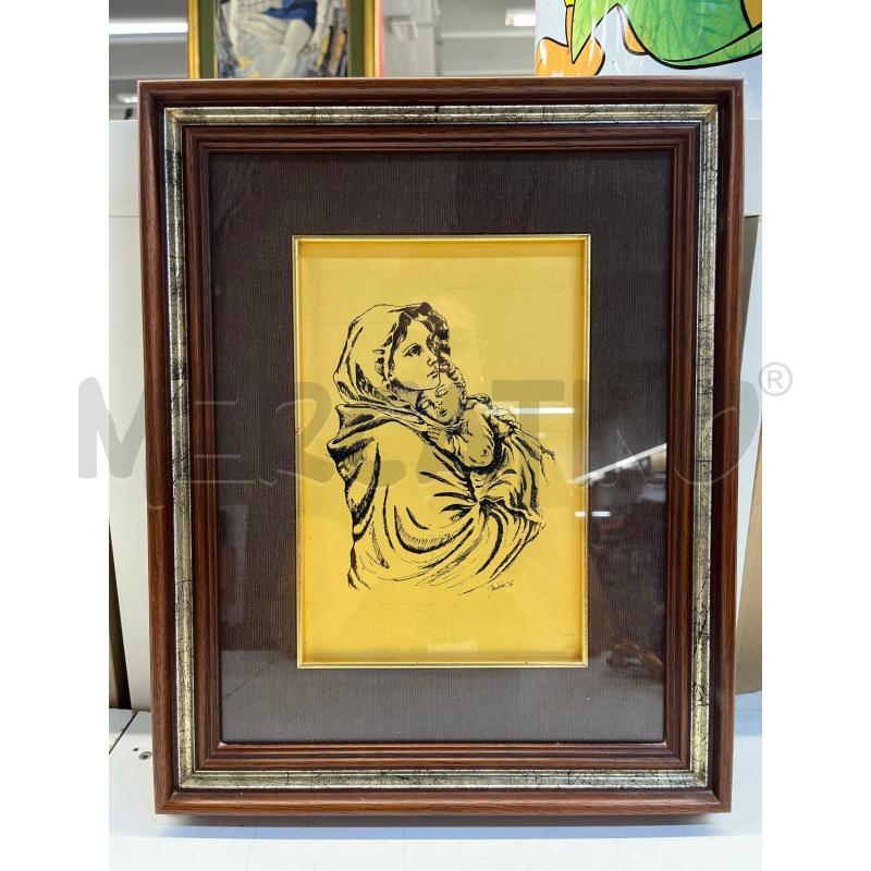 QUADRO MADONNA SU LAMINA DORATA CORNICETTA LEGNO | Mercatino dell'Usato Teramo 1