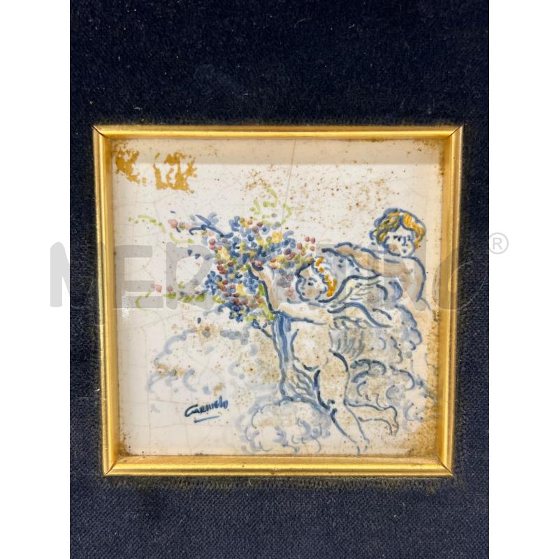 QUADRO MAIOLICA CASTELLI ANGIOLETTI CORNICE LEGNO DORATA | Mercatino dell'Usato Teramo 2