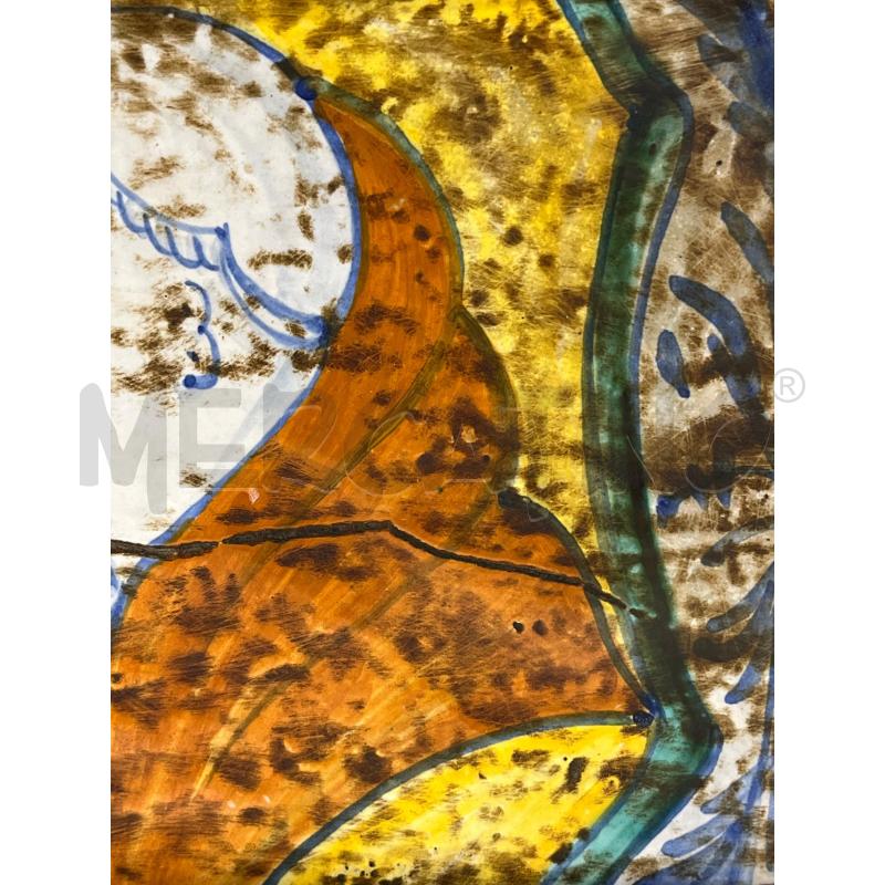 QUADRO MAIOLICA CASTELLI CERAMICA VOLTO UOMO ANTICA MISURE PIASTRELLA 22X18CM + CORNIC 48X36 | Mercatino dell'Usato Teramo 3