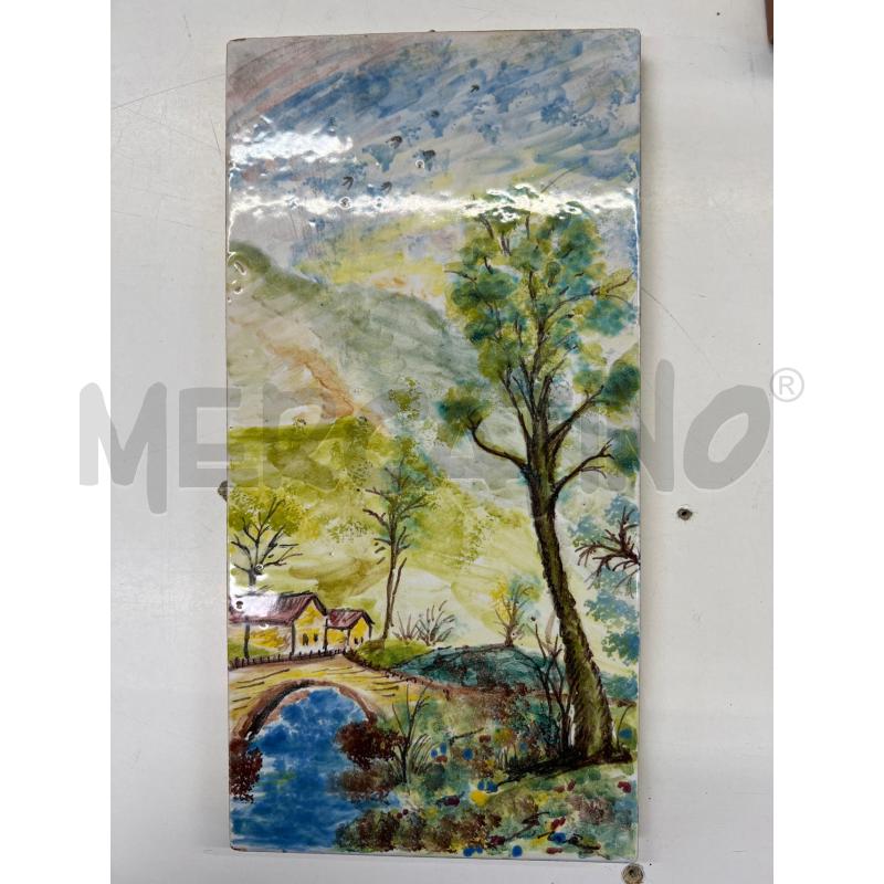 QUADRO MAIOLICA CERAMICA CASTELLI PAESAGGIO 15X30 CM  | Mercatino dell'Usato Teramo 1