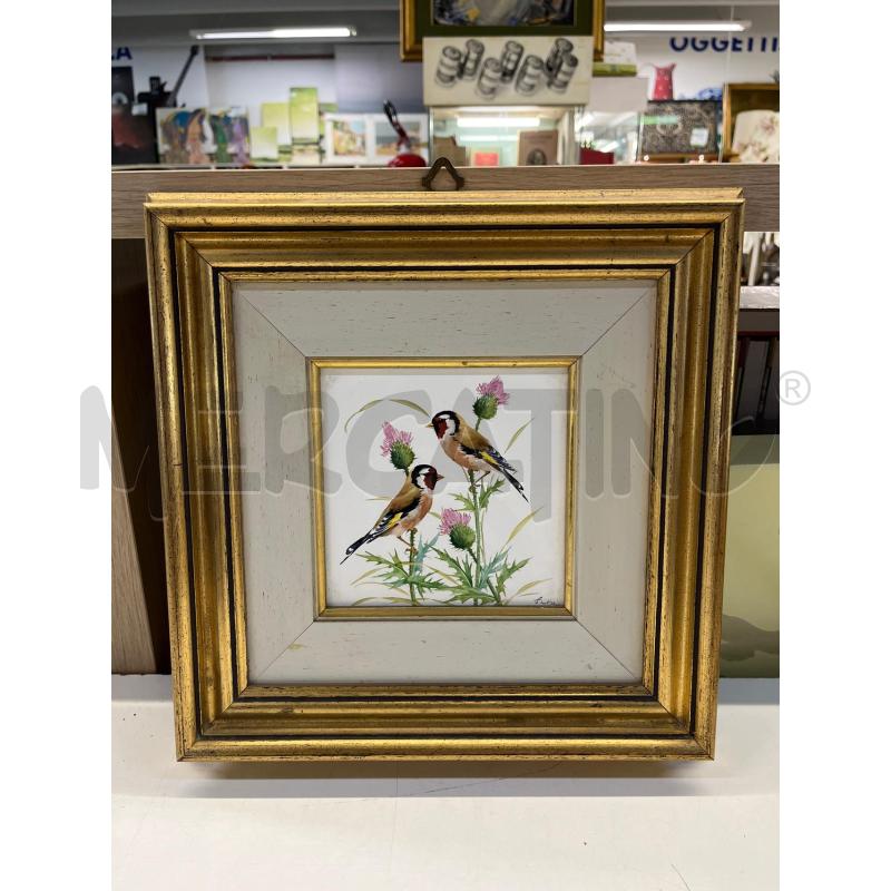 QUADRO MAIOLICA CERAMICA UCCELLINI DIPINTI A MANO CON FIORI | Mercatino dell'Usato Teramo 1
