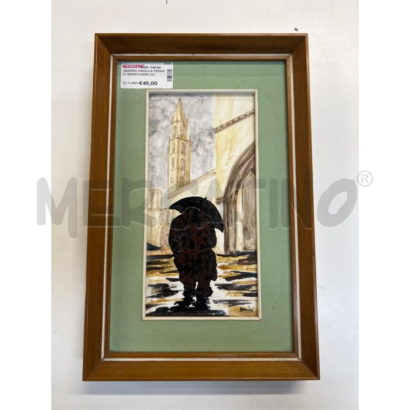 QUADRO MAIOLICA TERAMO  DUOMO UOMO CON PIOGGIA | Mercatino dell'Usato Teramo 1