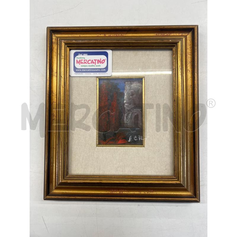 QUADRO OLIO 2 CIPRESSI ROSSI A CAVALLARO  + CORNICE DORATA LEGNO | Mercatino dell'Usato Teramo 1