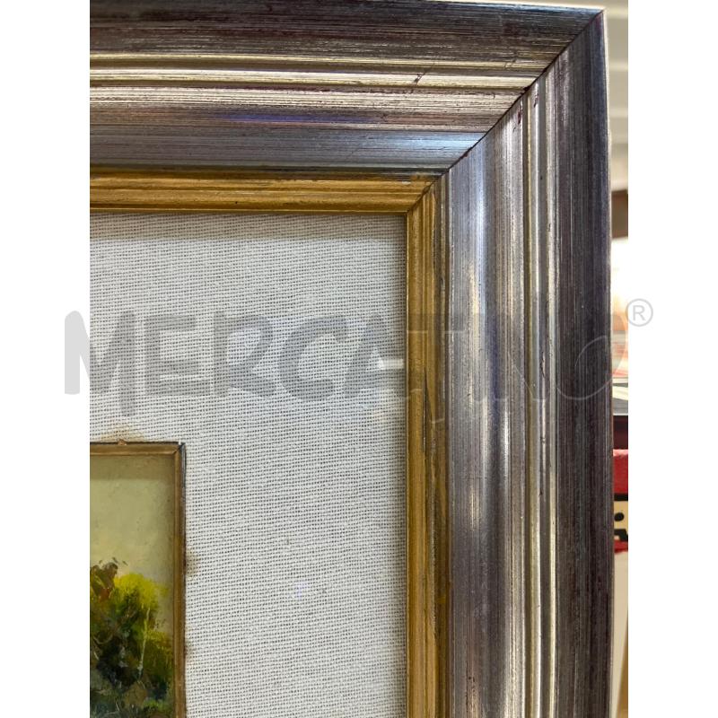 QUADRO OLIO CASETTA ULIVI E MONTAGNA + CORNICE LEGNO DORATA 63X52 | Mercatino dell'Usato Teramo 4