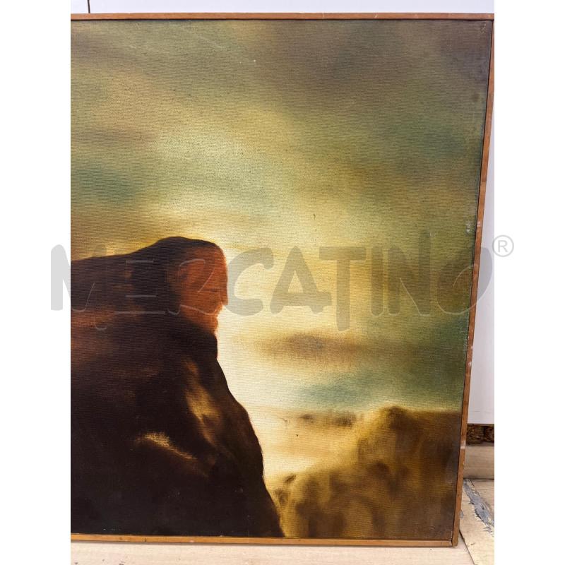 QUADRO OLIO MONTAGNA CON VOLTO FIRMA NON RICONDUCIBILE TONI MARRONI 70X50CM | Mercatino dell'Usato Teramo 2