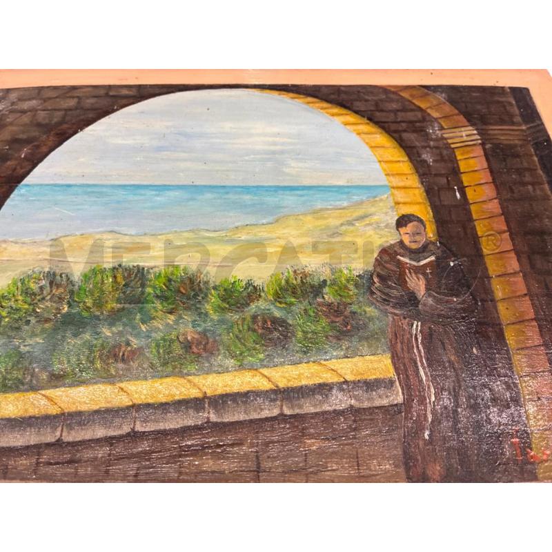 QUADRO OLIO SU MASONITE FRATE FIRMA FARO 25X35 | Mercatino dell'Usato Teramo 2