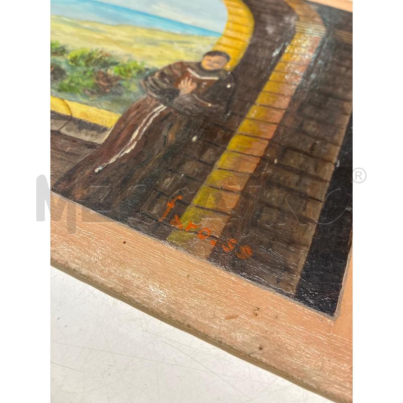 QUADRO OLIO SU MASONITE FRATE FIRMA FARO 25X35 | Mercatino dell'Usato Teramo 3