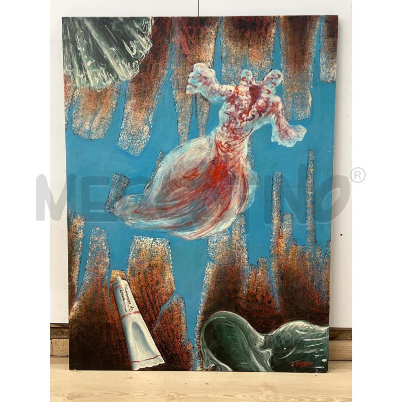 QUADRO OLIO SU MASONITE FUTURISTA DIVINITA' E G GIROLIMINI 1979 60X80CM | Mercatino dell'Usato Teramo 1