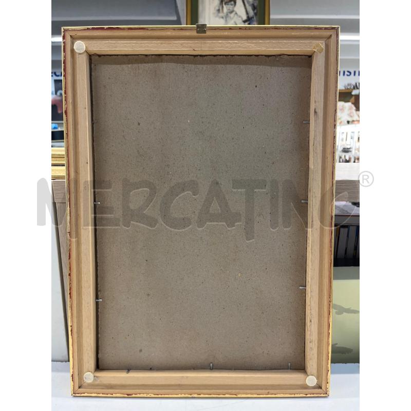QUADRO OLIO SU MASONITE PAESAGGIO ALBERI CIPRESSO E CASETTA + CORNICE LEGNO VERDE DORATA 42X58 | Mercatino dell'Usato Teramo 3
